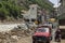 Road washed out after heavy flood submerged the Bahrain bazaar and main road: Bahrain swat, Pakistan - June 12, 2023