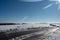 Road on the Wasserkuppe in winter with lots of snow and sun