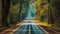 The road way through the autumnal forest natural way , Tropical forest nature field path way.