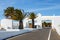 Road with white entry gate, Lanzarote Spain