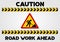 Road Work Ahead Sign and Caution lines isolated on white background. Vector illustration