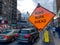 Road Work Ahead Sign in Manhattan New York City