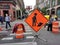 Road Work, Men At Work Sign, NYC, NY, USA