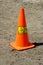 Road works orange warning cone