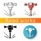 Road works perforator icon. Construction and demolition tool. Pneumatic instrument drilling in surface. Worker hardware