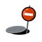 Road works. Red stop sign. Restriction of movement and traffic