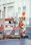 Road works: signal and warning lamps, urban city