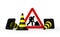 Road works, traffic cones and sign