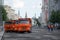 Roadbed repair work on a section of Tverskaya street in Moscow.