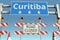 Roadblocks near Curitiba city traffic sign. Lockdown in Brazil conceptual 3D rendering