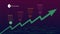 Roadmap with upward trend arrow and colored stages on dark purple background. Timeline infographic template for business