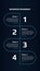 Roadmap with winding stages on dark blue background. Vertical infographic timeline template for business presentation. Vector