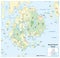 Roads and national park map of Mount Desert Island, Maine, United States