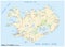 Roads and national parks map of the european island nation of iceland