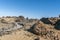 Roads and rocky lava of volcano Teide