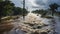 Roads Submerge in Tropical Storm\\\'s Rising Tides. Generative AI