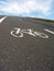 Roadside bicycle lane mark close-up