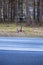 A roadside cross with a motorcycle helmet commemorating the tragic death of a motorcyclist.