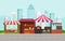 Roadside Fruit Vegetable Store Stall Stand Grocery in City Illustration