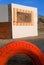 Roadside shed and red tire, Antelope Valley, CA