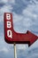 Roadside sign pointing the way to Texas BBQ