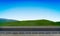 Roadside view with a crash barrier, road, green nature clear blue sky background, vector illustration