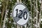 Roadsign End of speed limitation one hundred twenty km zone