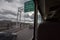 Roadsign indicating the direction of Ottawa  Ontario & Gatineau from the large window of a coach on a Quebec highway