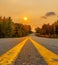 Roadway leading to a mountain in New Hampshire, USA covered with snow in the fall