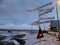 Roadway signpost in longyearbyen svalbard norway