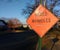 Roadwork in Residential Neighborhood, Raised Manholes Sign, New Jersey, USA