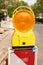 Roadwork warning light - orange beacon, construciton site, traffic