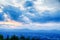 Roanoke City as seen from Mill Mountain Star at dusk in Virginia