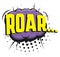 Roar comic balloon sticker. Pop art label