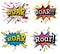 Roar Comic Text Set in Pop Art Style Isolated on White.