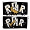 ROAR lettering. Collection of lettering art about dinosaurs. Vector illustrations in flat cartoon style. Scandinavian