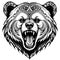 Roaring bear face tribal tattoo art with white and Transparent Background