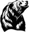 Roaring Grizzly Bear Logo Monochrome Design Style