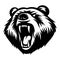 Roaring grizzly logo mascot vector. Black and white roaring grizzly mascot illustration.