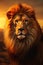 Roaring Majesty: A Bold Lion Portrait in Golden Hues and Strikin