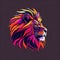 Roaring Majesty: A Silhouette Design of a Lion Head, Sunset Colors Design, Generative AI