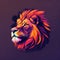 Roaring Majesty: A Silhouette Design of a Lion Head, Sunset Colors Design, Generative AI