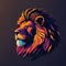 Roaring Majesty: A Silhouette Design of a Lion Head, Sunset Colors Design, Generative AI