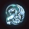 Roaring silver griffin profile portrait logo