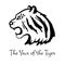 Roaring tiger head. Chinese zodiac character. The year of the Tiger. Happy Chinese New year