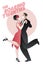 Roaring Twenties. Couple dancing charleston wearing retro clothes and face mask