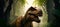 Roaring tyrannosaurus. Mesozoic era carnivorous dinosaur. illustration