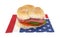 Roast beef sandwich on patriotic napkin