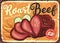 Roast beef vintage restaurant menu sign