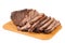 Roast beef on a wooden board